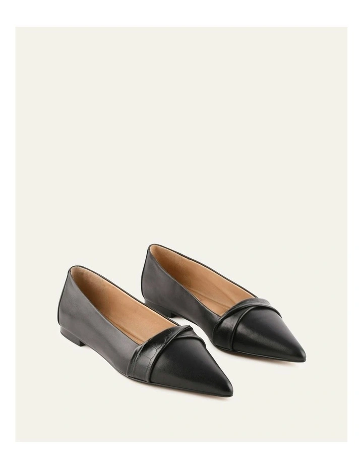 Demetri Dress Leather Flats Shoe in Black image 2