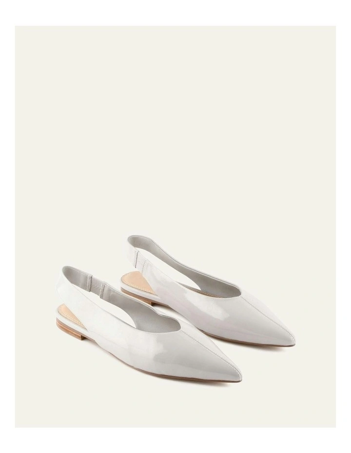 Daphne Dress Dove Crinkle Patent Flats Shoe in White image 2