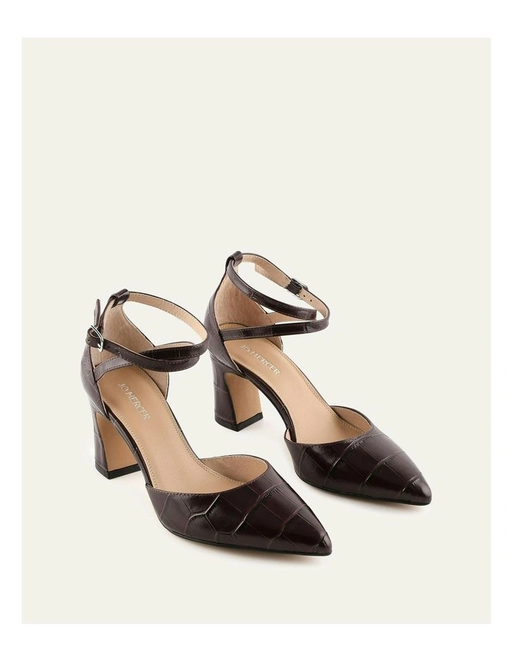 Alma Mid Heels in Mahogany Croc image 2