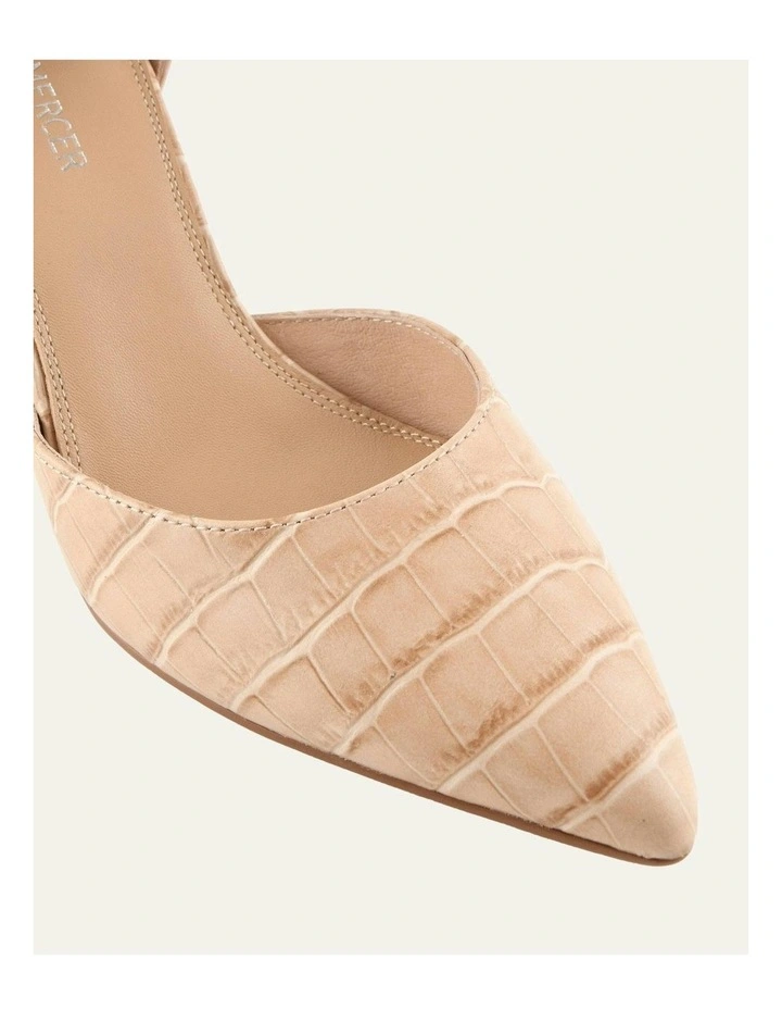Alma Mid Heels in Beige Croc image 3