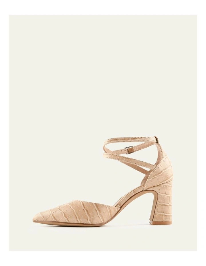 Alma Mid Heels in Beige Croc image 5