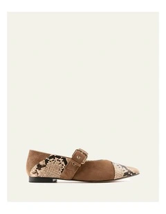 Cosette Dress Flats in Beige Snake Multi