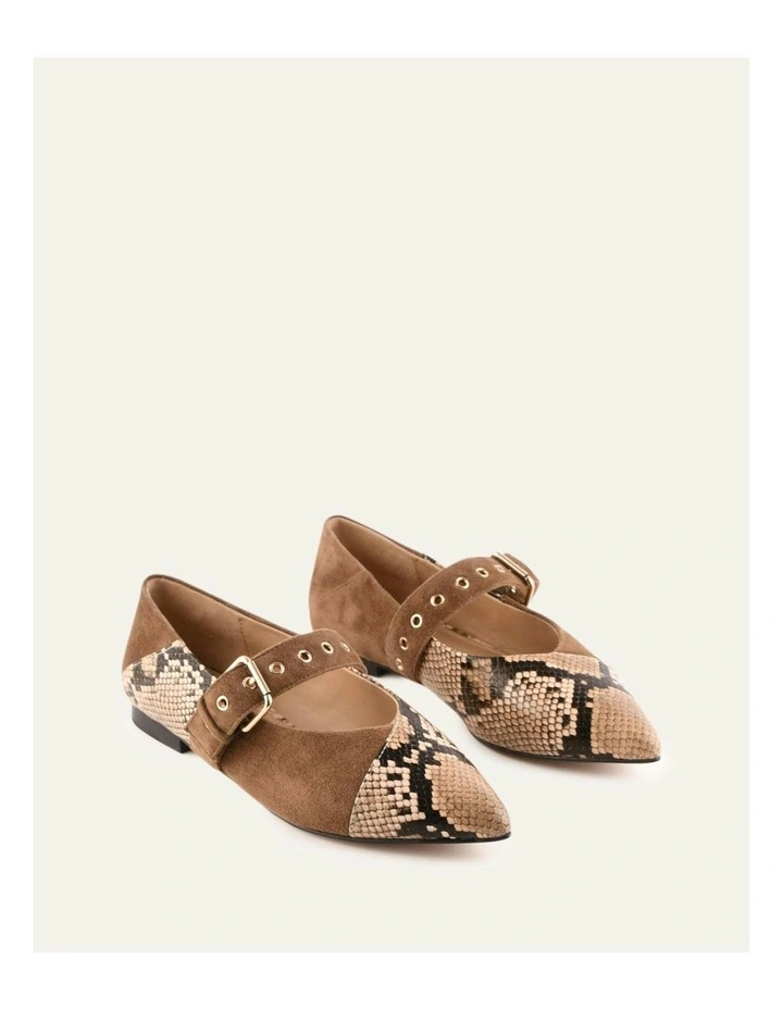 Cosette Dress Flats in Beige Snake Multi image 2