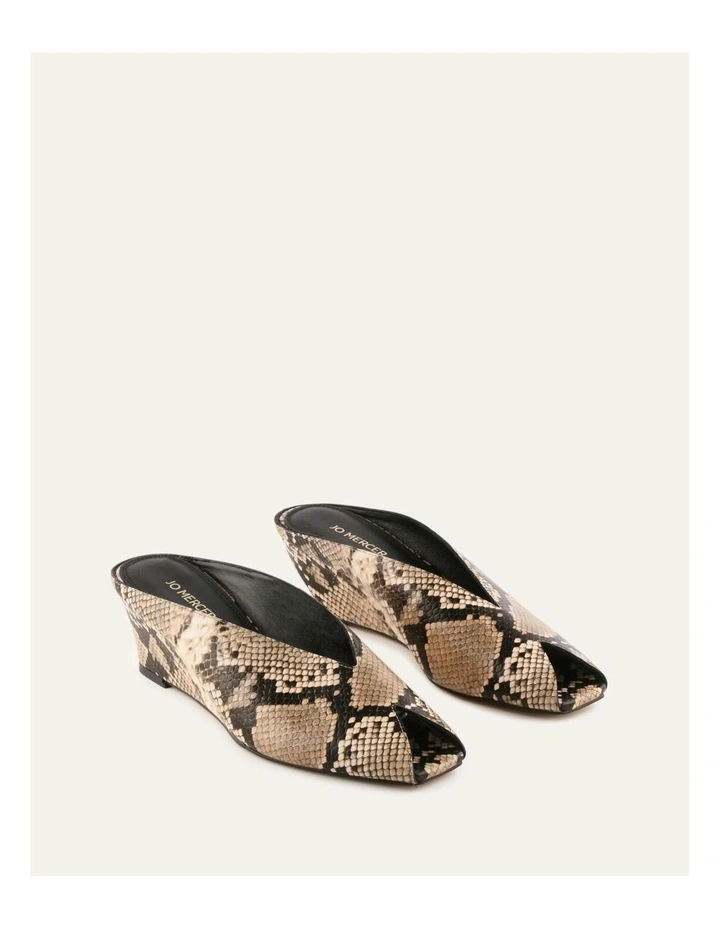 Ferris Snake Print Leather Mid Heel Sandals in Beige image 2
