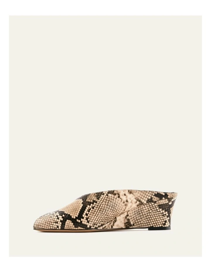 Ferris Snake Print Leather Mid Heel Sandals in Beige image 5