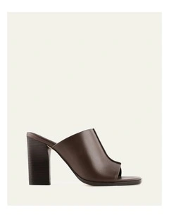 Zulu Leather High Heel Sandals in Bitter Choc