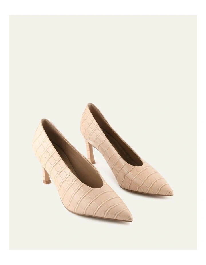 Marilyn Mid Heels in Beige Croc image 2