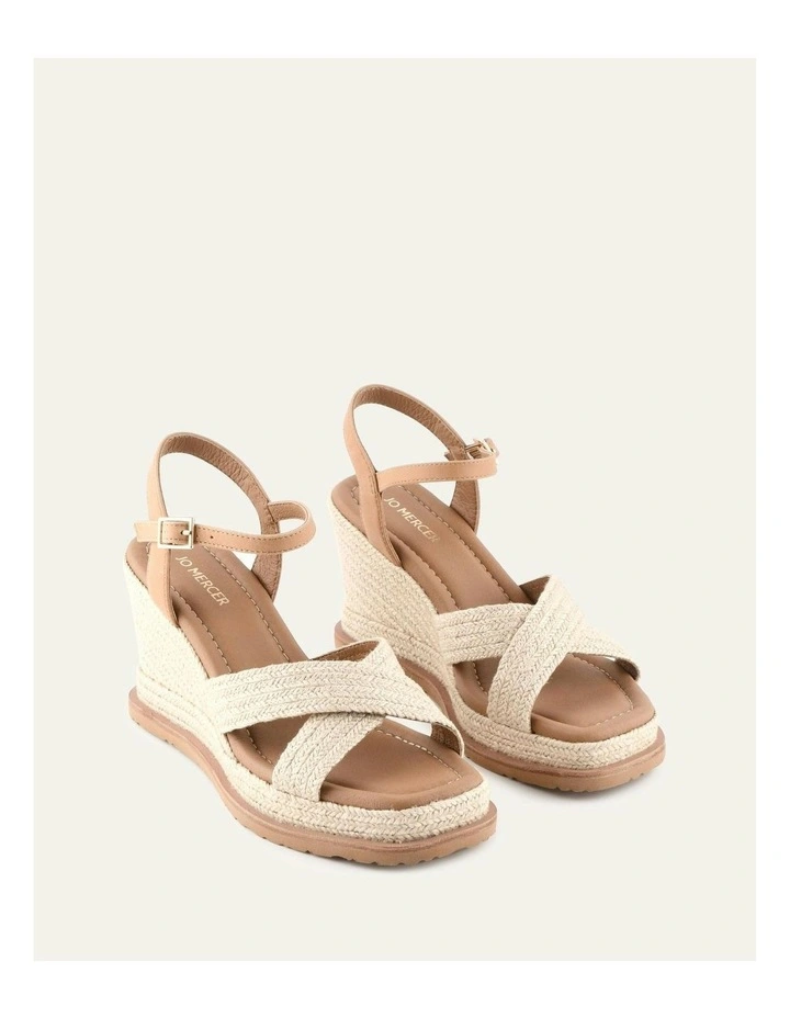 Wendell Leather High Heel Wedges in Tan image 2