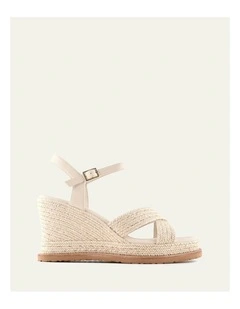 Wendell Leather High Heel Wedges in Off White