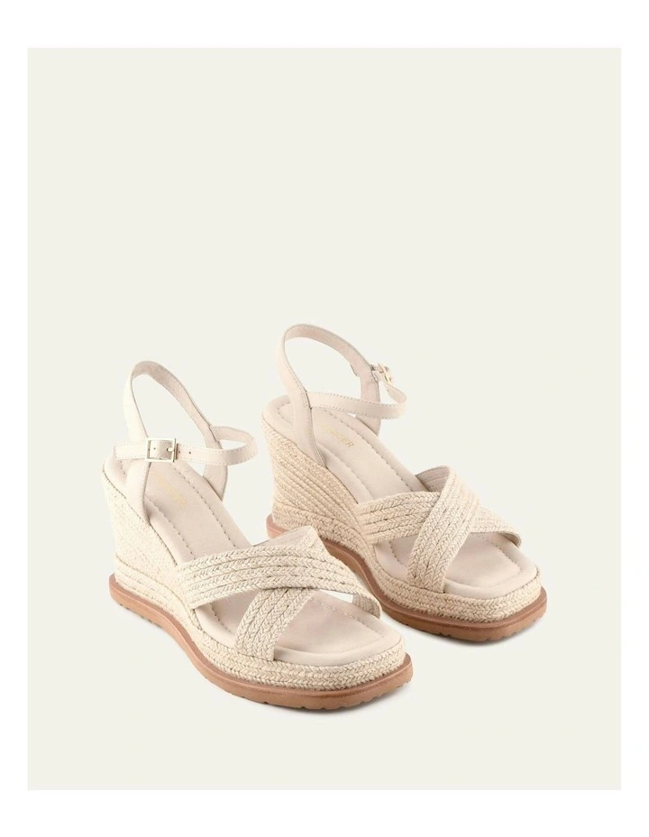 Wendell Leather High Heel Wedges in Off White image 2