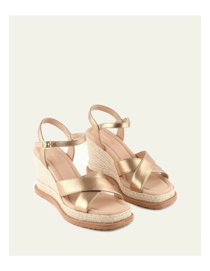 Wendell Leather High Heel Wedges in Gold image 2