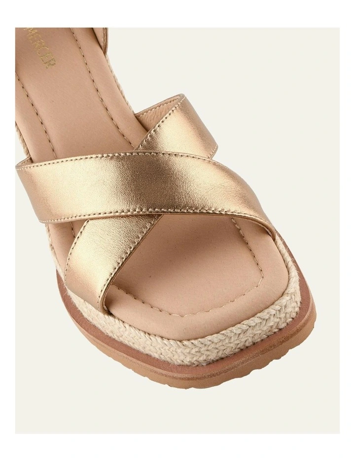 Wendell Leather High Heel Wedges in Gold image 3
