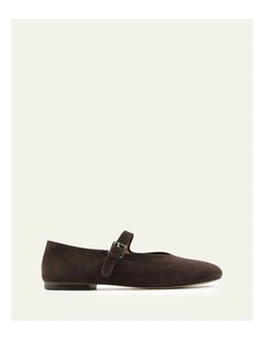 Lenny Casual Suede Flats in Bitter Choc