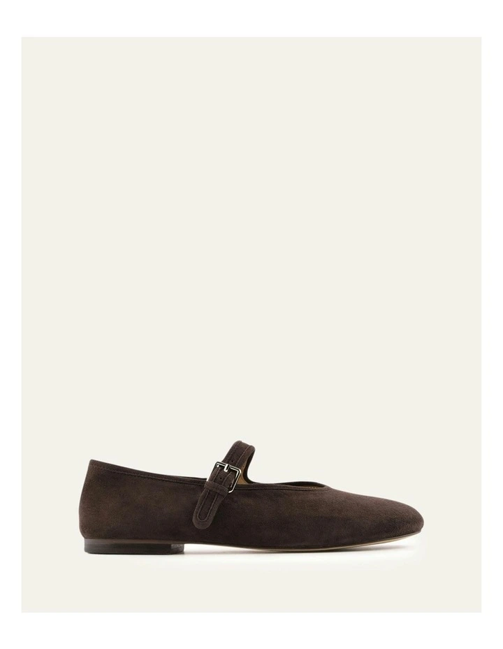 Lenny Casual Suede Flats in Bitter Choc image 1