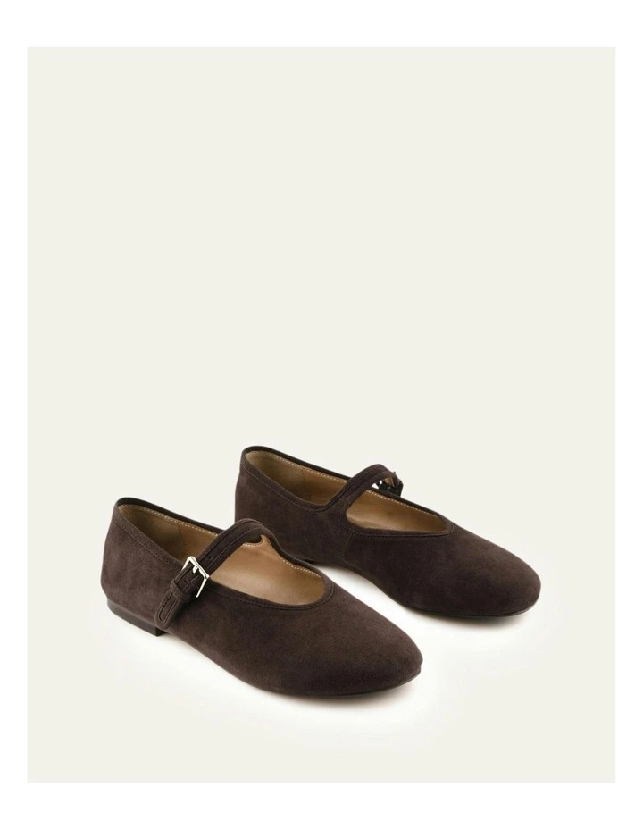 Lenny Casual Suede Flats in Bitter Choc image 2