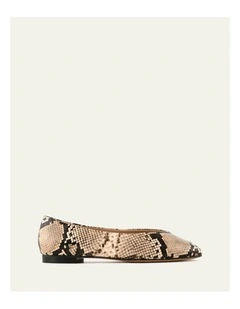 Patsy Snake Print Leather Casual Flats in Beige