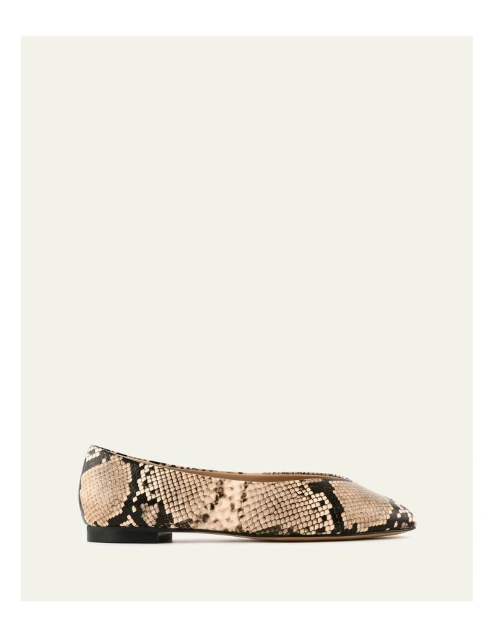 Patsy Snake Print Leather Casual Flats in Beige image 1