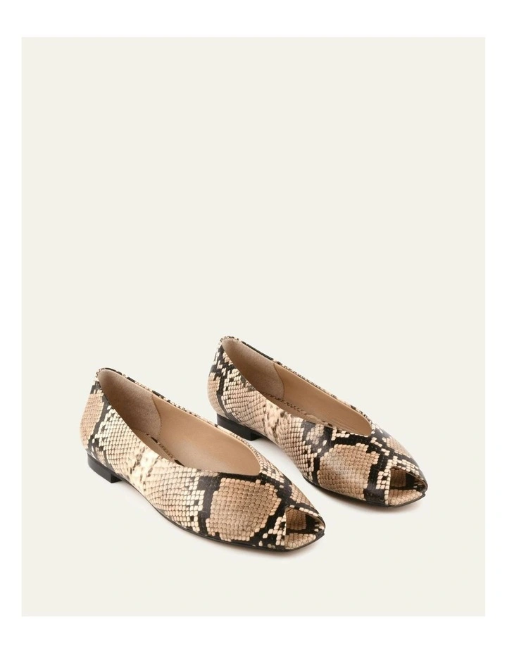 Patsy Snake Print Leather Casual Flats in Beige image 2