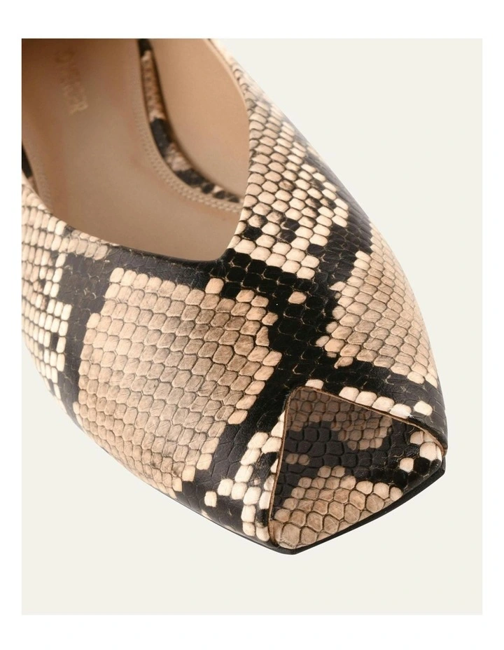 Patsy Snake Print Leather Casual Flats in Beige image 3