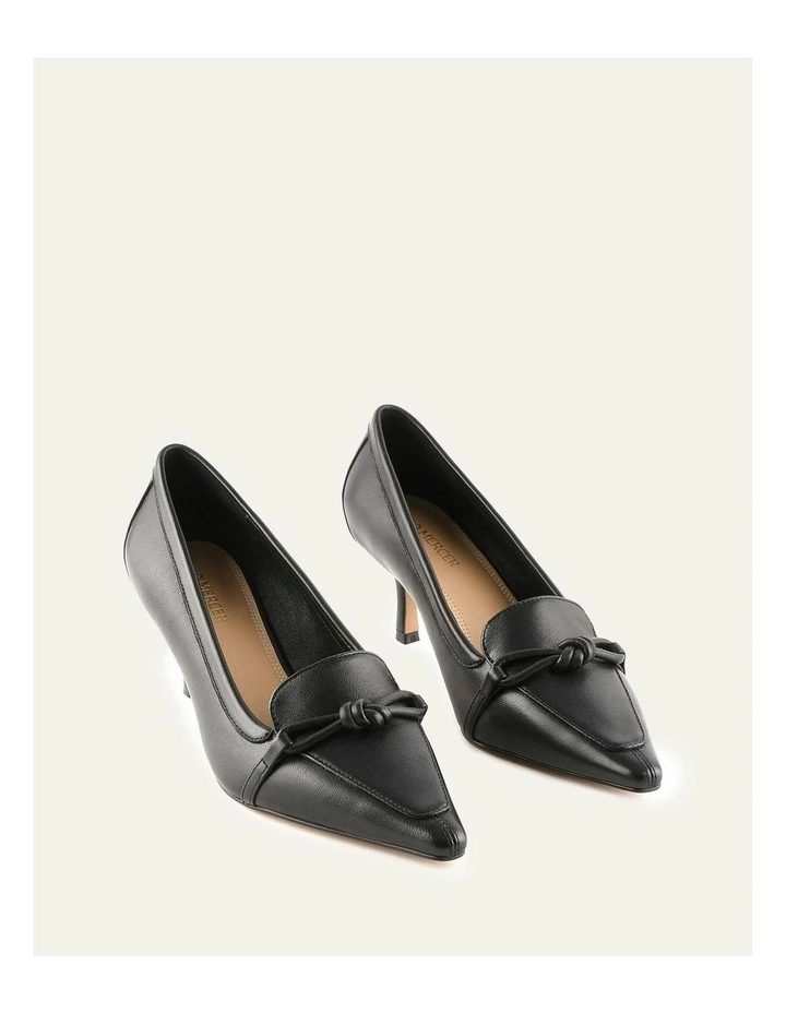 Joanie Leather Mid Heels in Black image 2