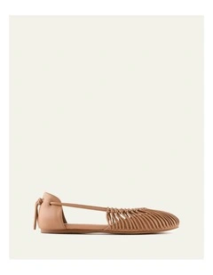 Yuzu Leather Casual Flats in Tuscan Tan