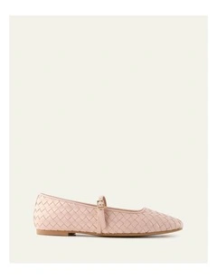 Sailor Leather Ballet Flats in Pale Pink