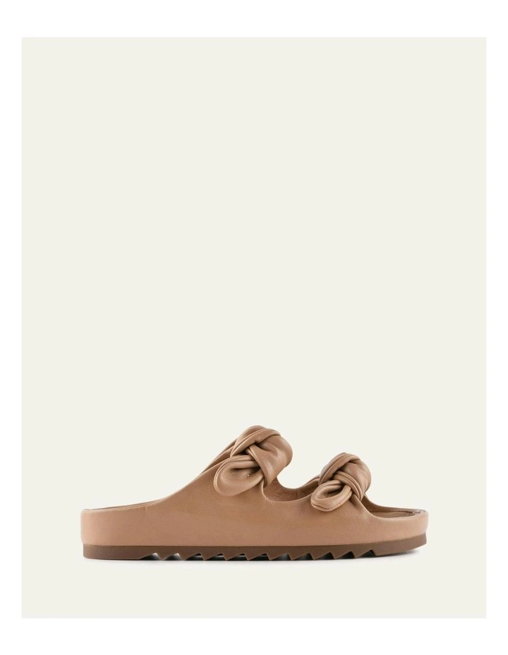 Blossom Leather Flat Sandals in Tan image 1