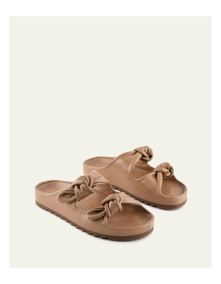 Blossom Leather Flat Sandals in Tan image 2