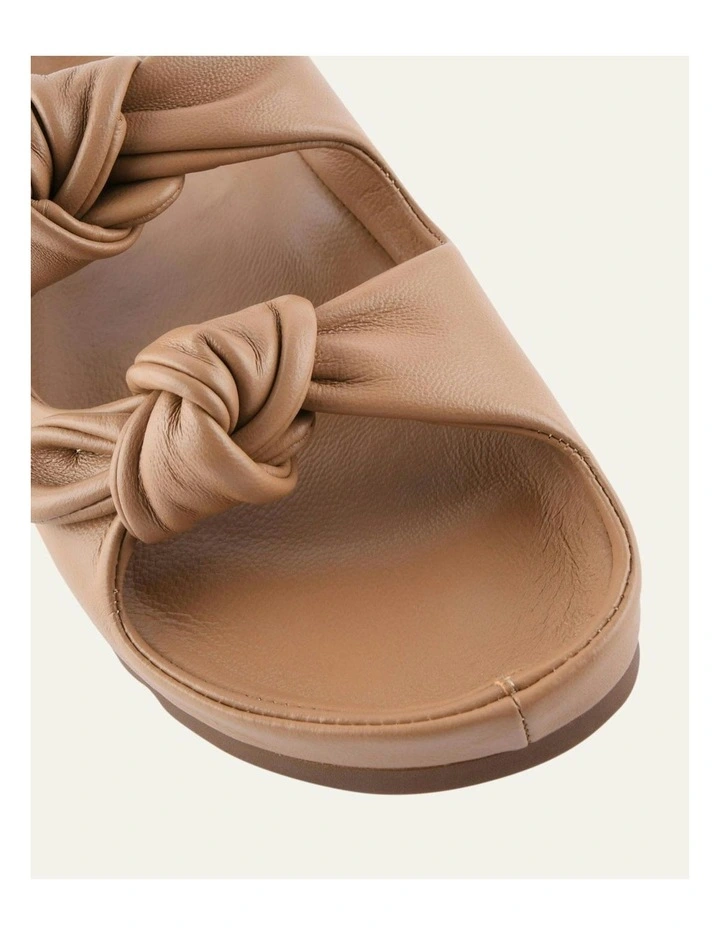 Blossom Leather Flat Sandals in Tan image 3