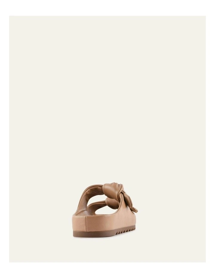 Blossom Leather Flat Sandals in Tan image 4