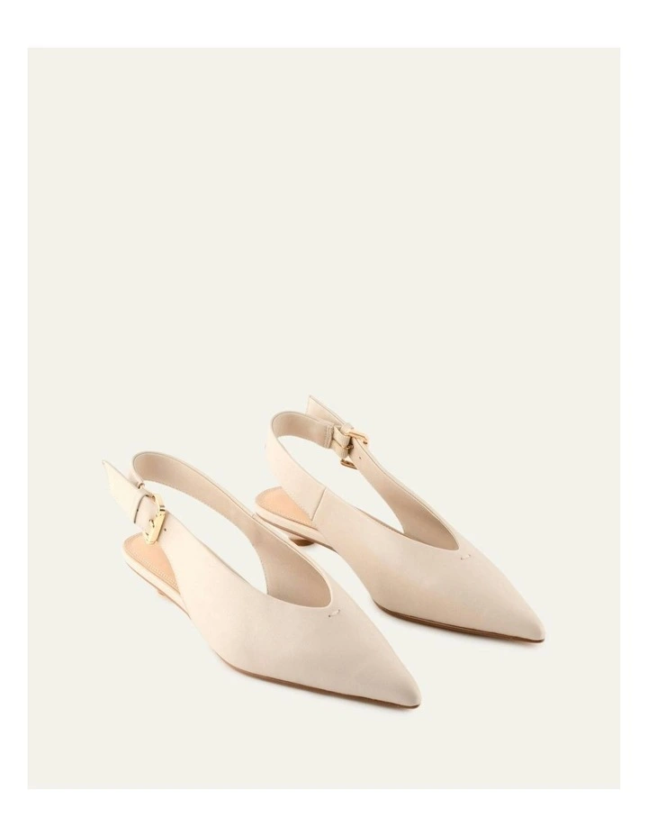 Albie Leather Dress Flats in Off White image 2