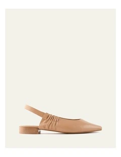 Logan Leather Dress Flats in Tan