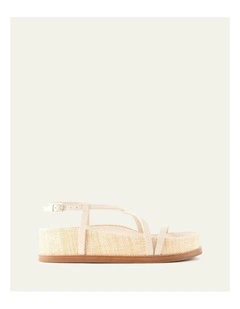 Elk Flat Sandals in Off White Natural Raffia