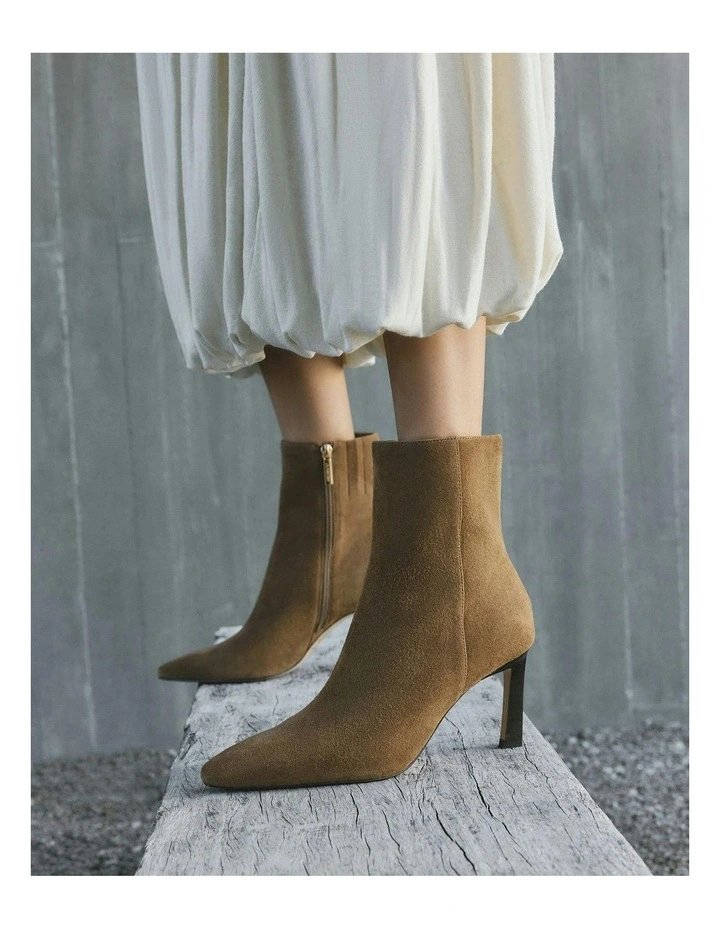 Nessie Suede Mid Ankle Boots in Biscuit image 2