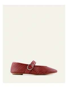 Ginger Leather Ballet Flats in Ruby Red
