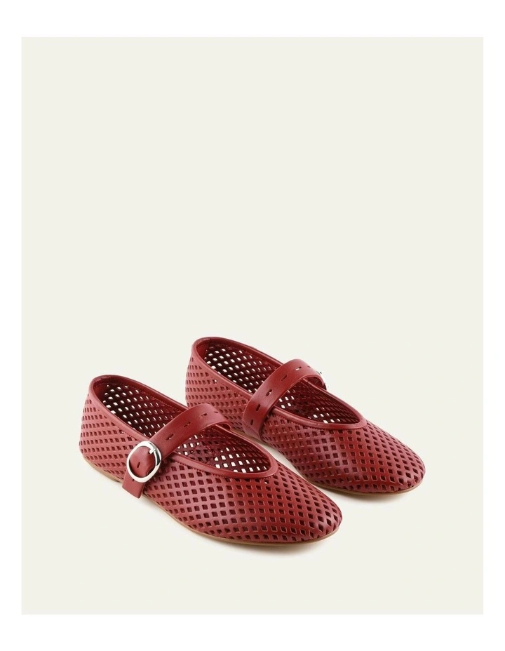 Ginger Leather Ballet Flats in Ruby Red image 2