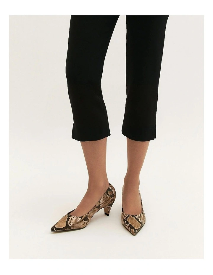 Blair Snake Print Leather Low Heels in Beige image 2