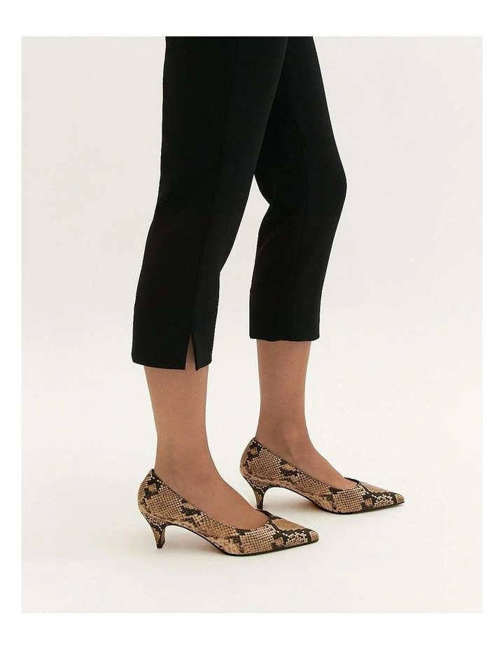 Blair Snake Print Leather Low Heels in Beige image 7