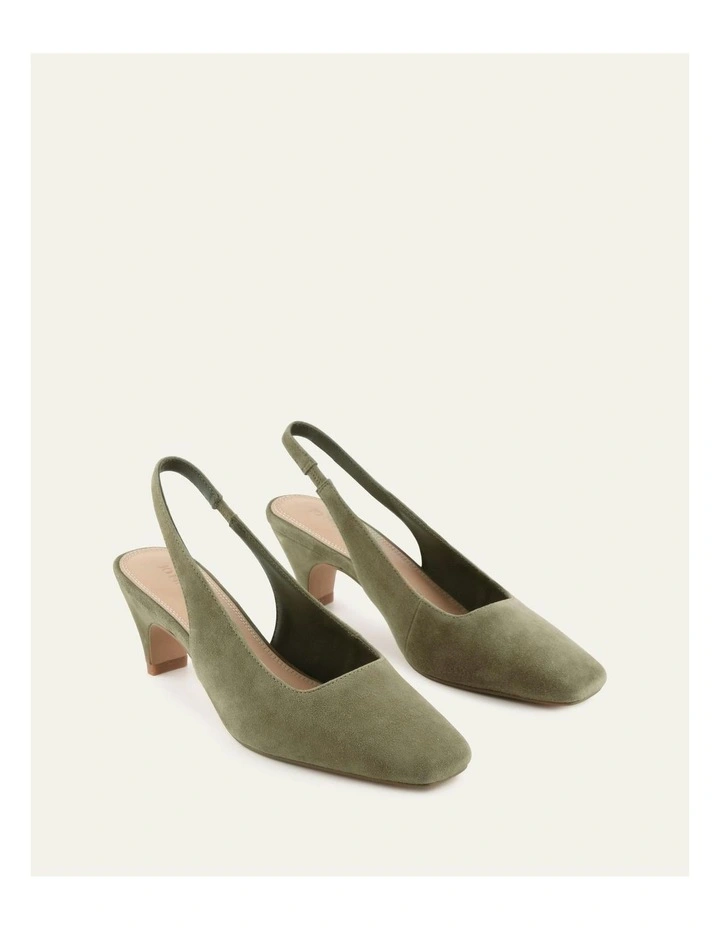 Trey Low Heels in Olive Suede image 2