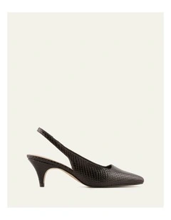 Trey Low Heels in Chocolate Snake Print Leather