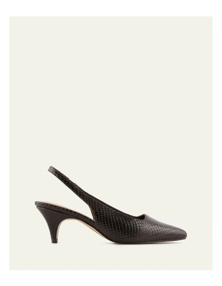 Trey Low Heels in Chocolate Snake Print Leather image 1
