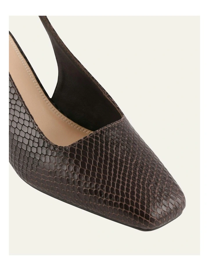 Trey Low Heels in Chocolate Snake Print Leather image 3