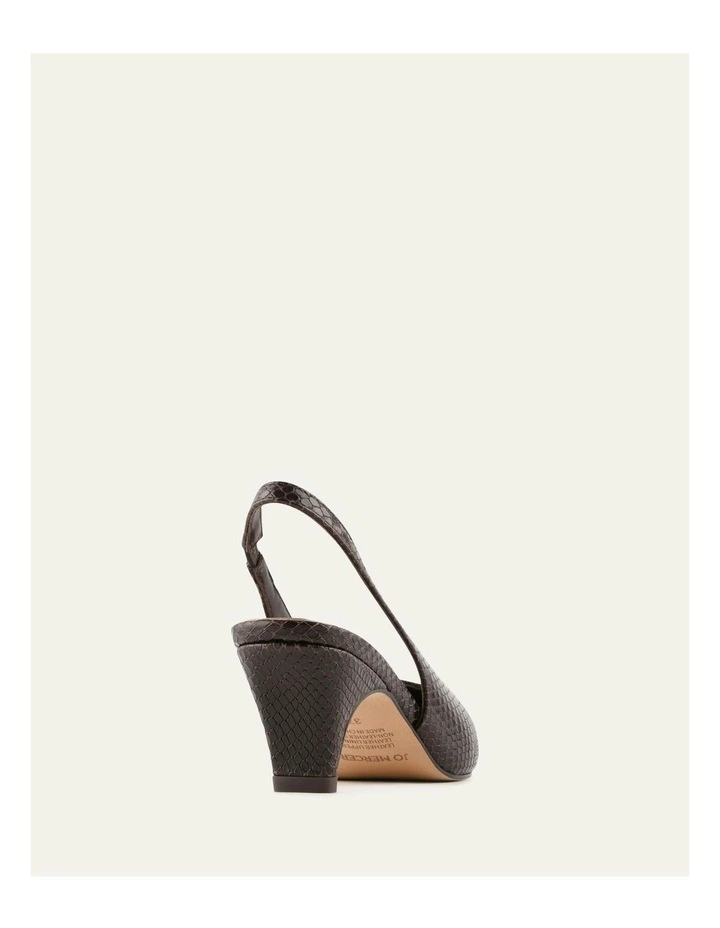 Trey Low Heels in Chocolate Snake Print Leather image 4