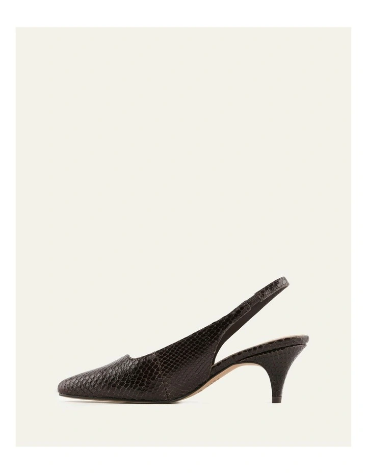 Trey Low Heels in Chocolate Snake Print Leather image 5