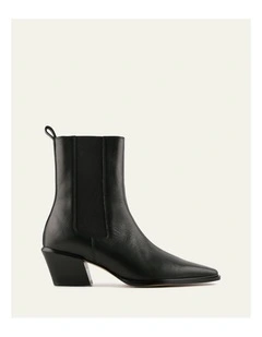 Fable Flat Ankle Boots in Black Leather