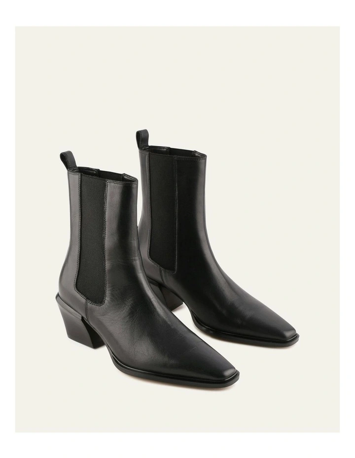 Fable Flat Ankle Boots in Black Leather image 2