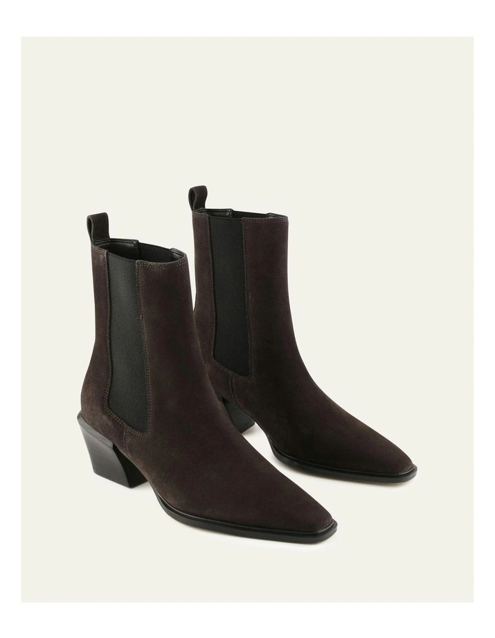 Fable Flat Ankle Boots in Bitter Choc Suede image 2