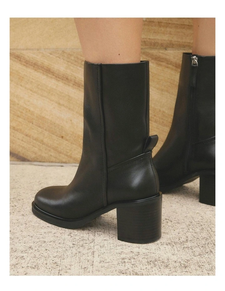 Atticus Leather Calf Boots in Black image 2