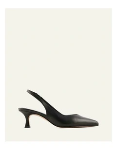 Leather Gracie Low Heels in  Black