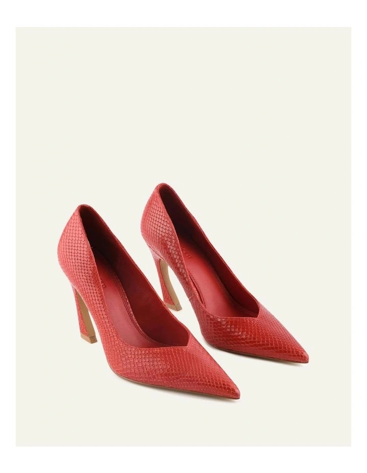 Granger Leather High Heels in Chilli Snake Print image 2